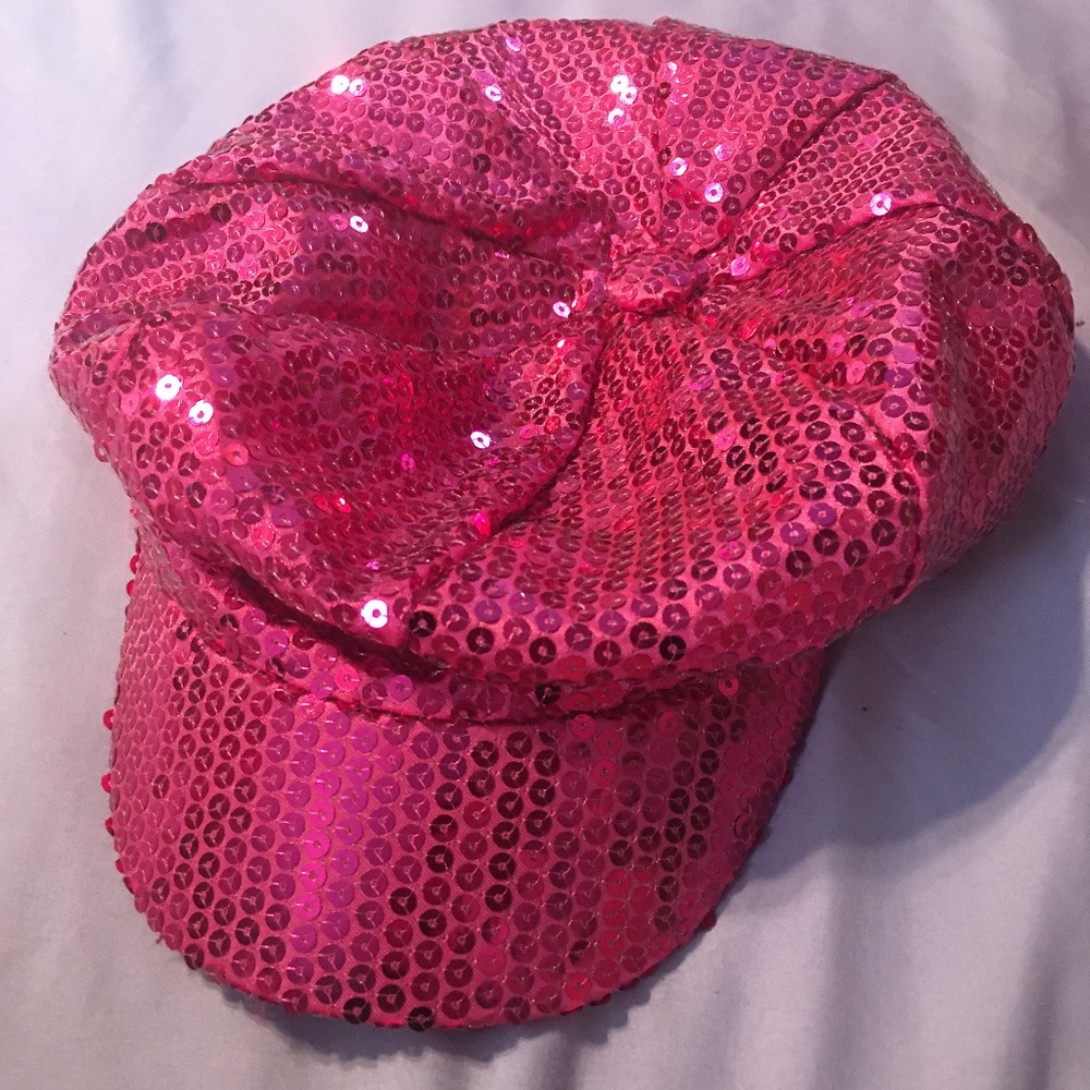 Pink sequin pageboy style hat